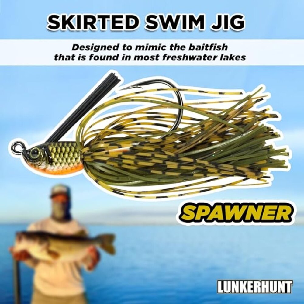 Set of 4 Lunkerhunt Natural Skirted Swim Jigs Spawner
